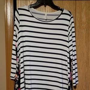 Floral and stripe swing tunic